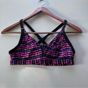Strappy Yoga Criss-Cross Neon Abstract Zen Vibes Sports Bra-Size XS